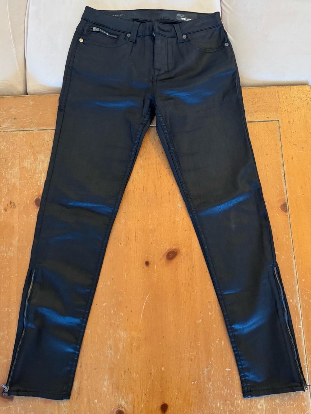 William Rast Black Coated Skinny Jeans with Ankle Zips